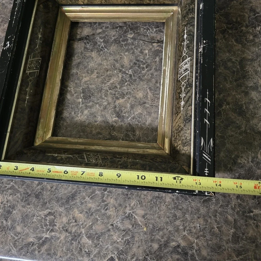 Antique Victorian Aesthetic Movement Ebonized Burl Wood Picture Frame 8x10